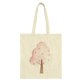 Pink Tree Tote Bag, Cute Floral Bag, Botanical Design, Pastel Colors, Everyday Bag, Shopping Bag, Book Bag, Gift Idea - Tawshia